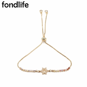 White Cubic Zirconia Stones Star Of David Charm Bracelet