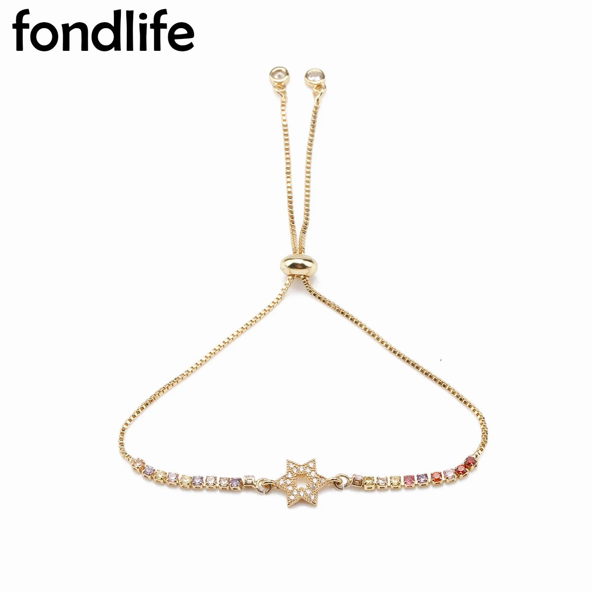 White Cubic Zirconia Stones Star Of David Charm Bracelet