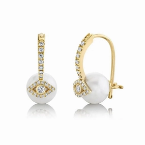 White Fresh Sea Pearl Beads New Hoop Earrings for Women