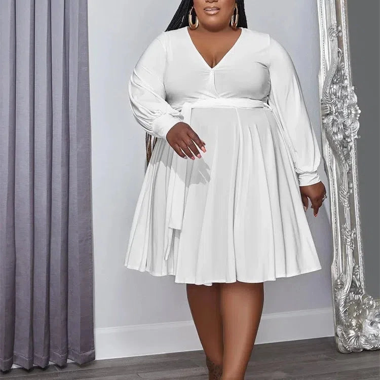 Wmstar Plus Size Dress XL-5XL V Neck Casual Maxi Dress