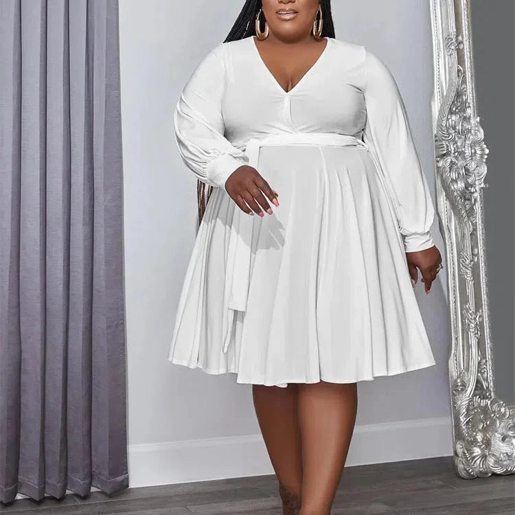 Wmstar Plus Size Dress XL-5XL V Neck Casual Maxi Dress