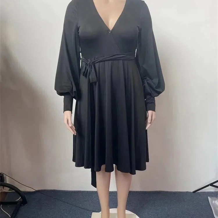 Wmstar Plus Size Dress XL-5XL V Neck Casual Maxi Dress