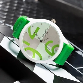 Womage Watch Women Green Big Number Quartz Sports Watch