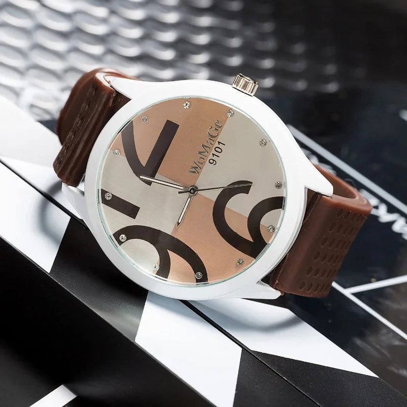 Womage Watch Women Green Big Number Quartz Sports Watch