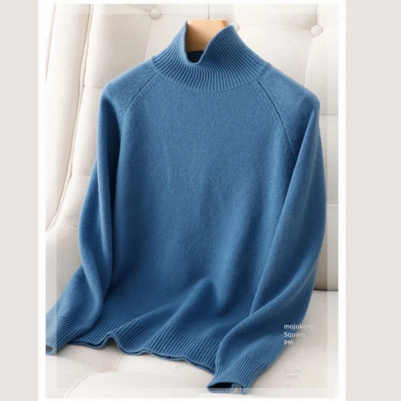 Women Autumn Winter Turtleneck Sweater Elegant Slim Ribbed Cashmere Pullover Knitwear for Stylish Comfort and Versatile Layering