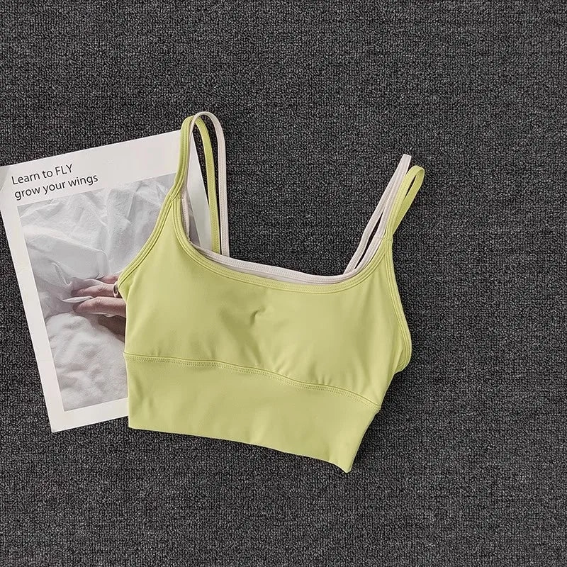 Women Breathable Sports Bra Shockproof Push Up Gym Crop Top