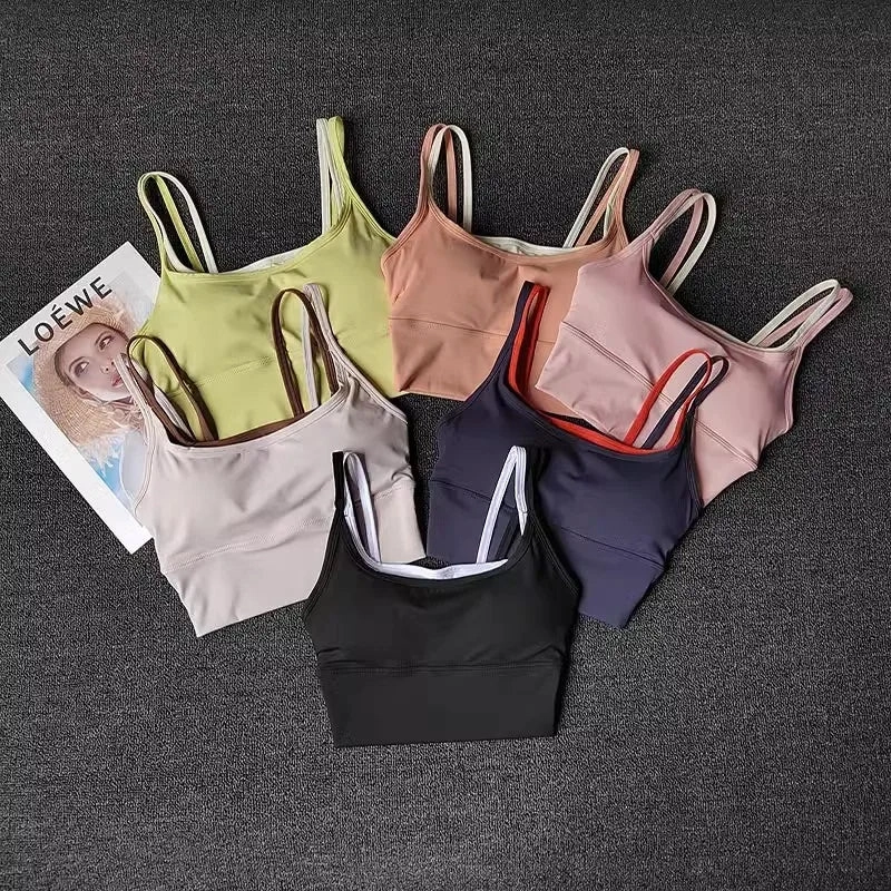 Women Breathable Sports Bra Shockproof Push Up Gym Crop Top