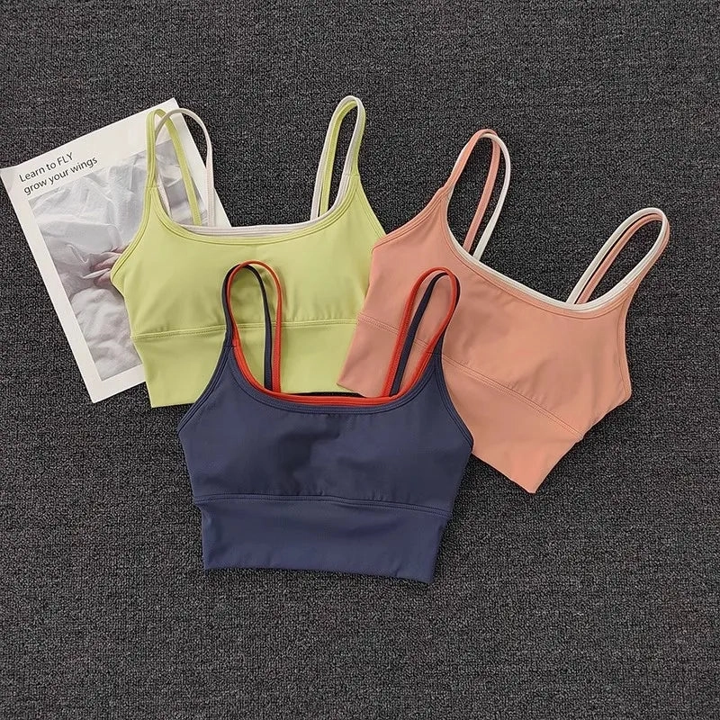 Women Breathable Sports Bra Shockproof Push Up Gym Crop Top