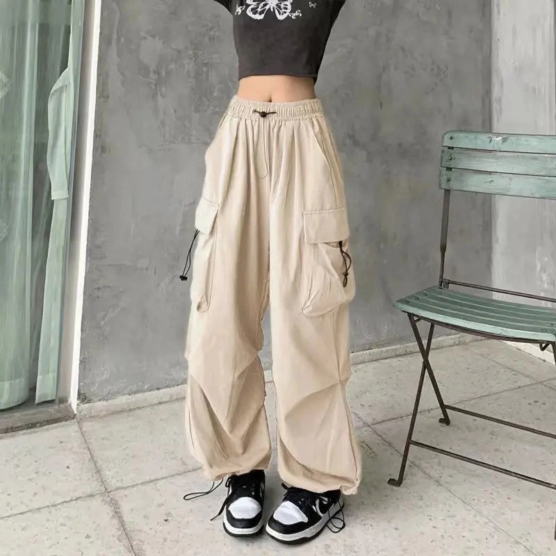 Women Casual Joggers Tech Pants Wide Leg Baggy Trousers
