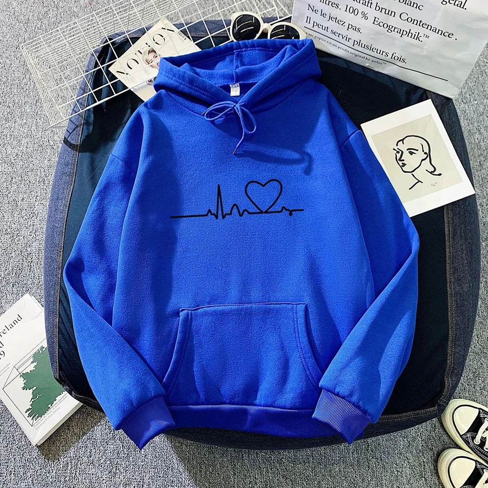 Women Casual Print Loose Hoodies Spring Long Sleeve Pullover for Lazy Style Streetwear