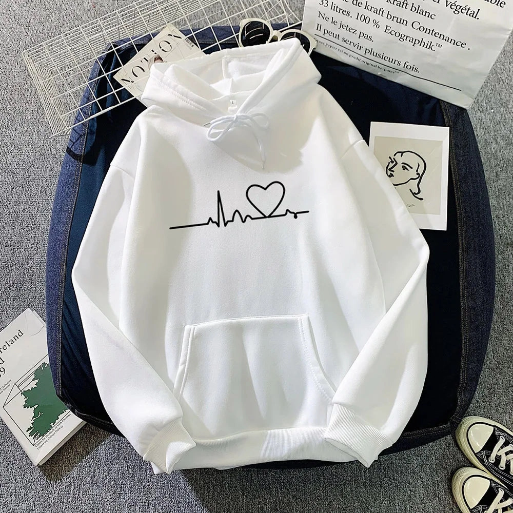 Women Casual Print Loose Hoodies Spring Long Sleeve Pullover for Lazy Style Streetwear