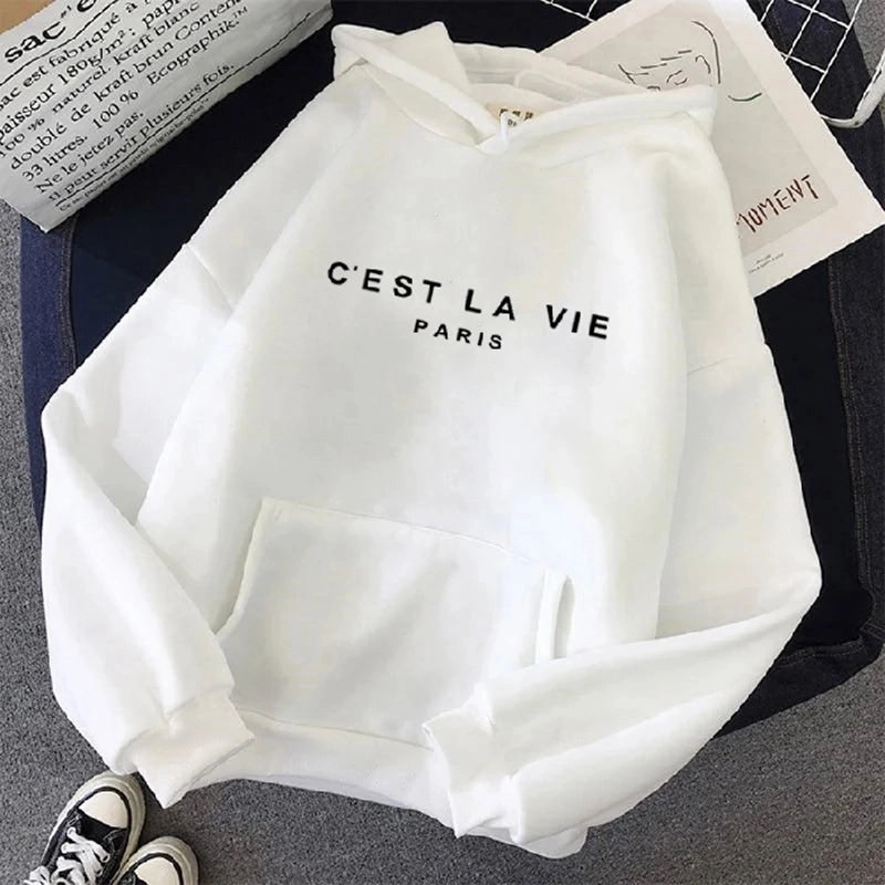 Women Casual Print Loose Hoodies Spring Long Sleeve Pullover for Lazy Style Streetwear