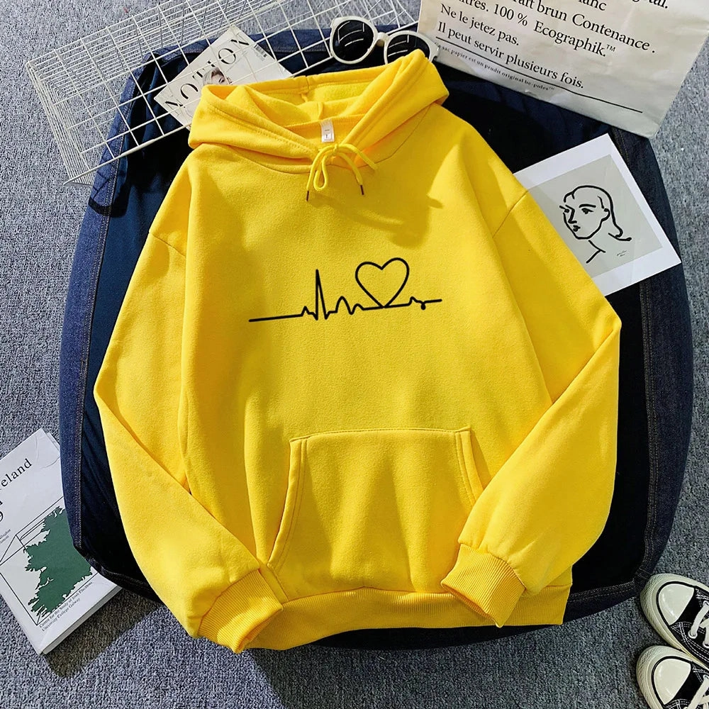 Women Casual Print Loose Hoodies Spring Long Sleeve Pullover for Lazy Style Streetwear