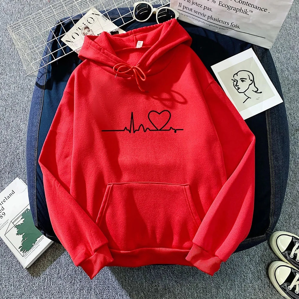 Women Casual Print Loose Hoodies Spring Long Sleeve Pullover for Lazy Style Streetwear