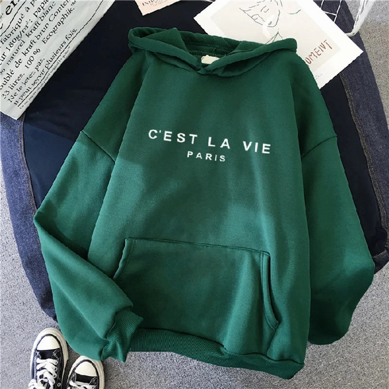 Women Casual Print Loose Hoodies Spring Long Sleeve Pullover for Lazy Style Streetwear