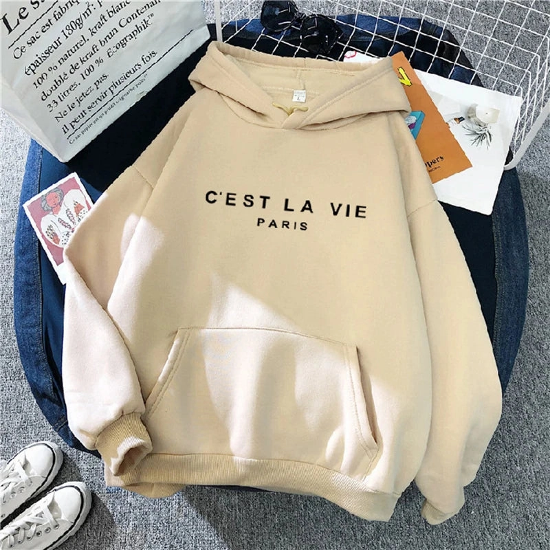Women Casual Print Loose Hoodies Spring Long Sleeve Pullover for Lazy Style Streetwear