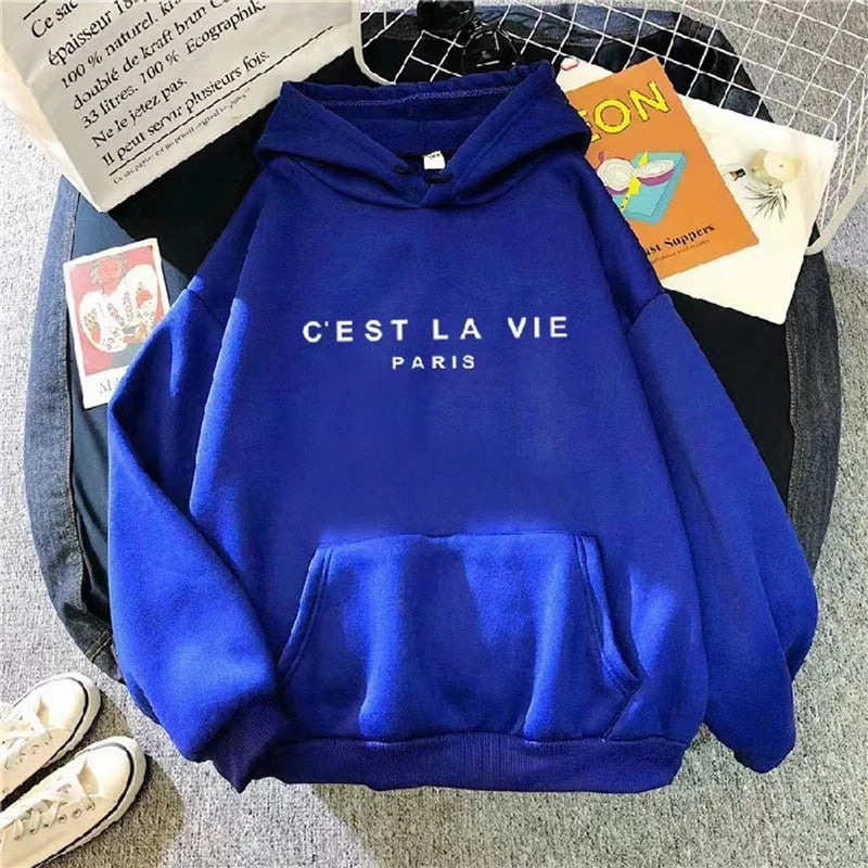 Women Casual Print Loose Hoodies Spring Long Sleeve Pullover for Lazy Style Streetwear