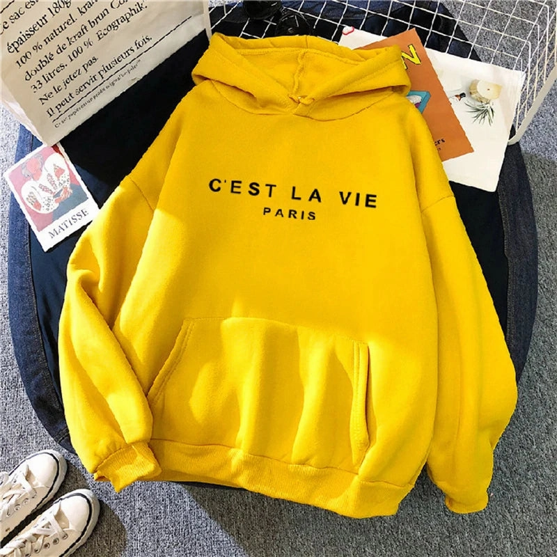 Women Casual Print Loose Hoodies Spring Long Sleeve Pullover for Lazy Style Streetwear