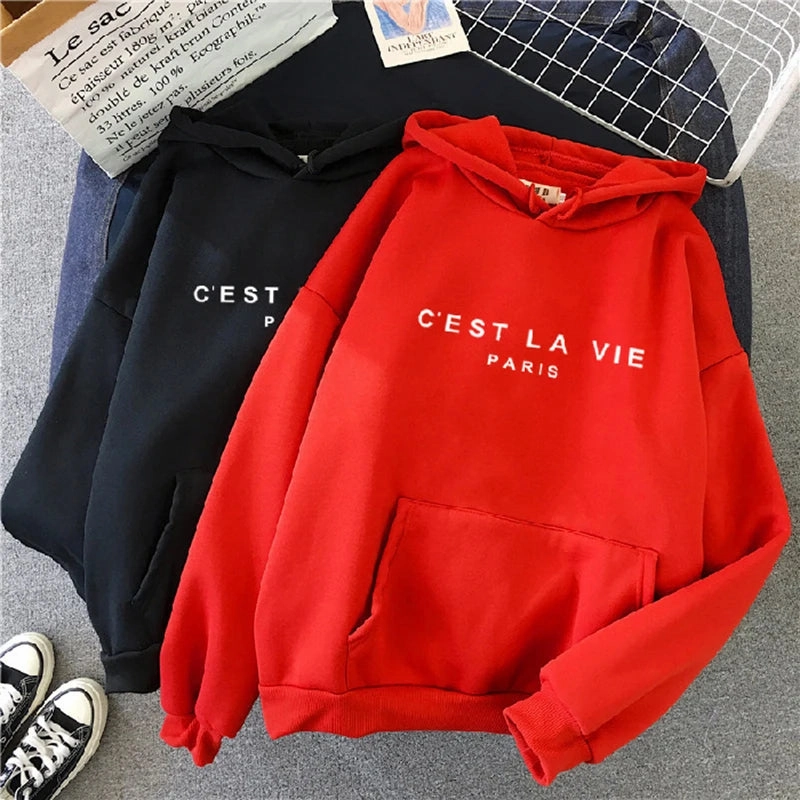 Women Casual Print Loose Hoodies Spring Long Sleeve Pullover for Lazy Style Streetwear