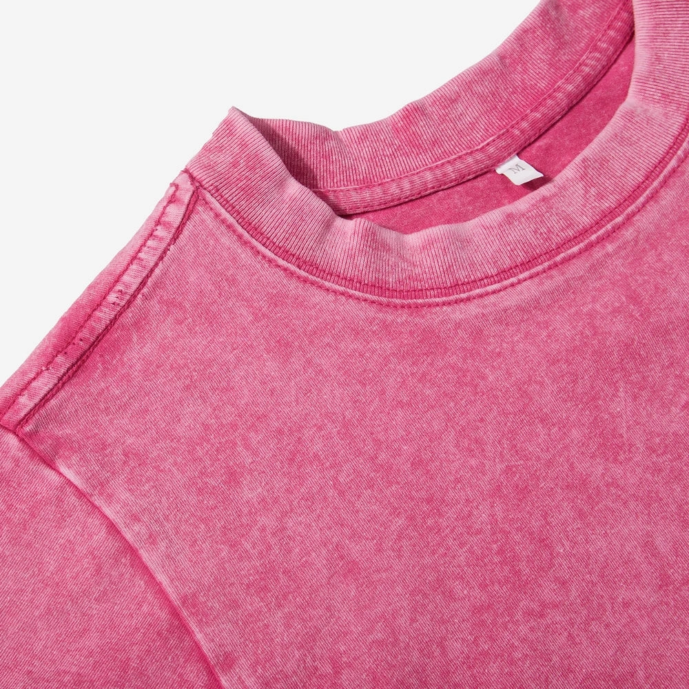 Women Cotton Crop Washed T-Shirts with Hand Picked Cherries Prints and Distressed Details