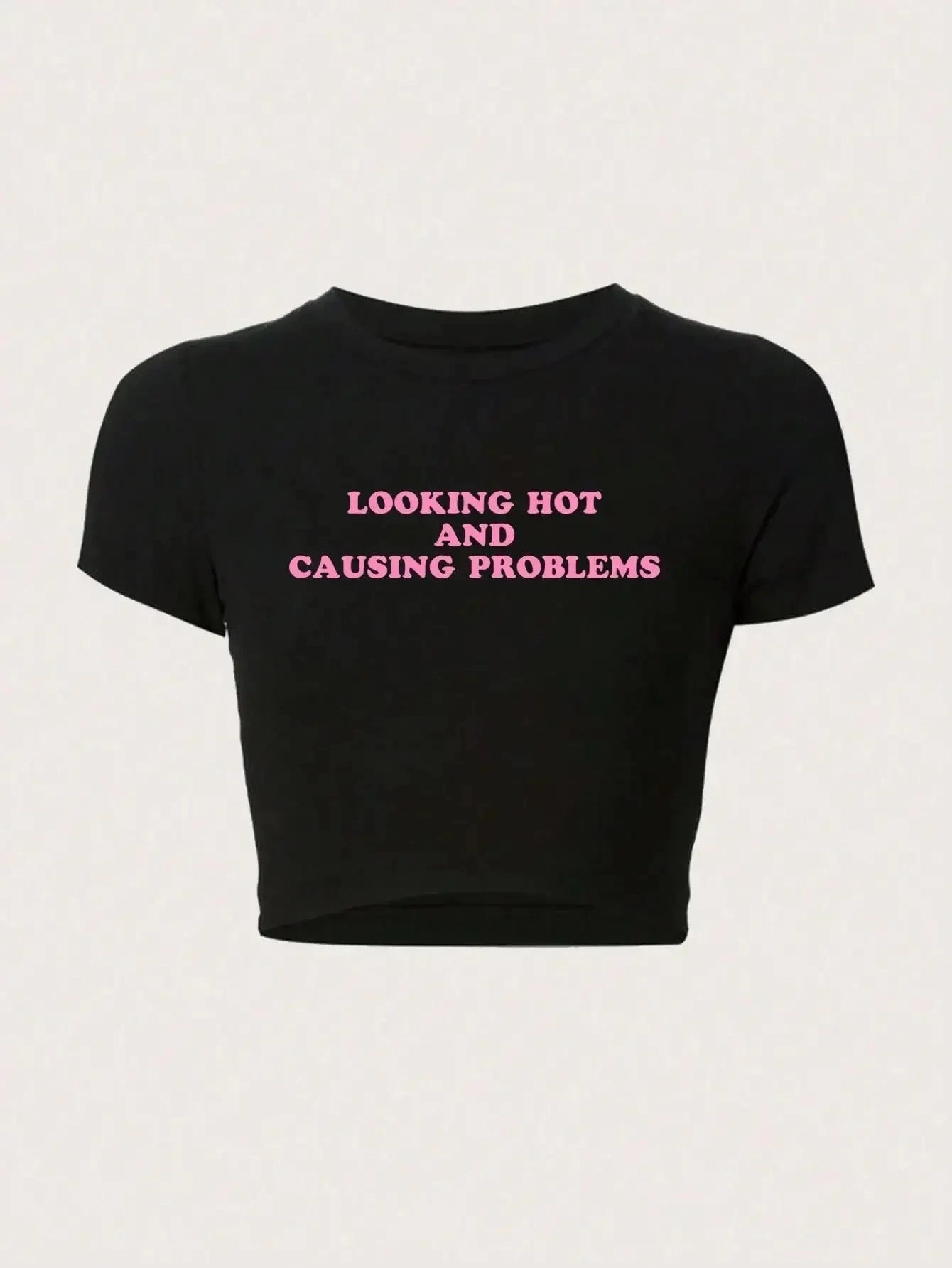 Women Crop T Shirt Short Sleeve Letter Printed Summer Tee Casual Streetwear Top for Women