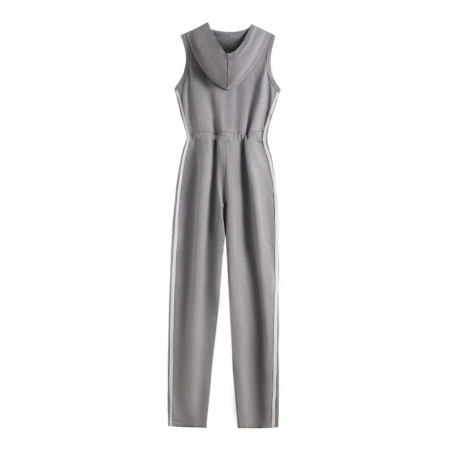 Women Deep V-neck Skinny Striped Jumpsuits Zipper Rompers