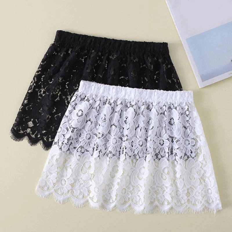 Women Eyelash Floral Lace Shirt Extender Adjustable Slip Skirt