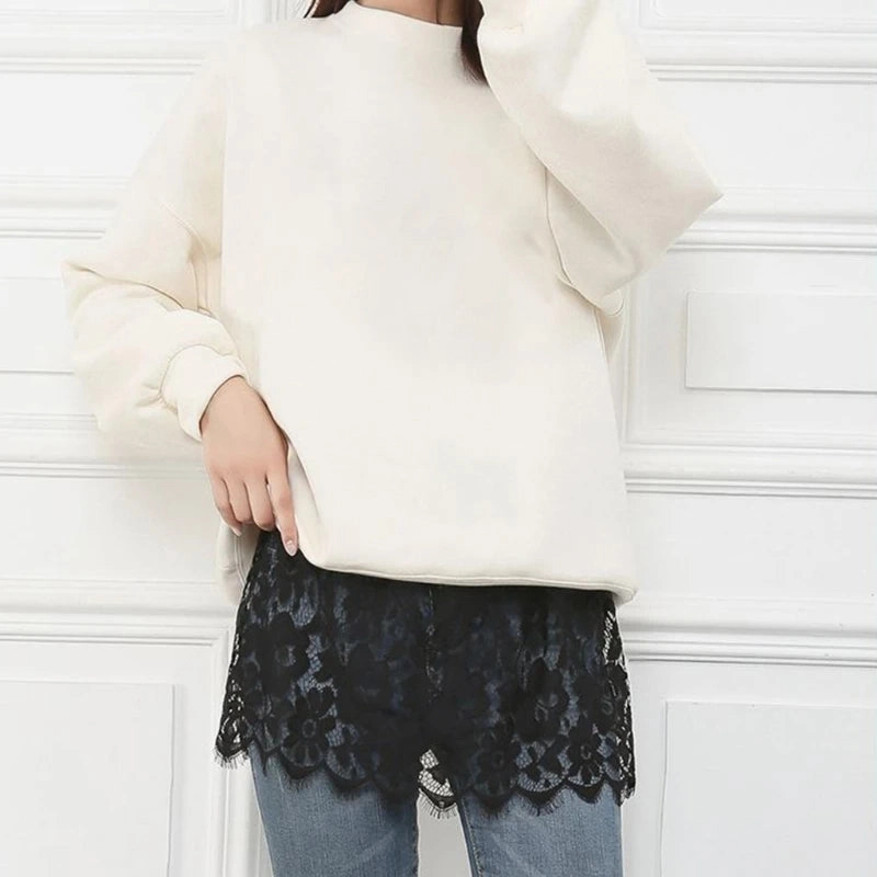 Women Eyelash Floral Lace Shirt Extender Adjustable Slip Skirt