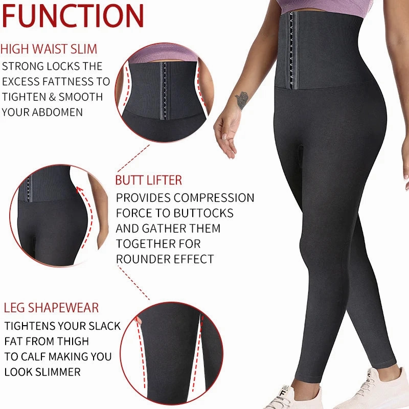 Women High Waist Fitness Leggings Tummy Control Slimming Gym Legging Butt Booty Push Up Corset Body Shaper Pants