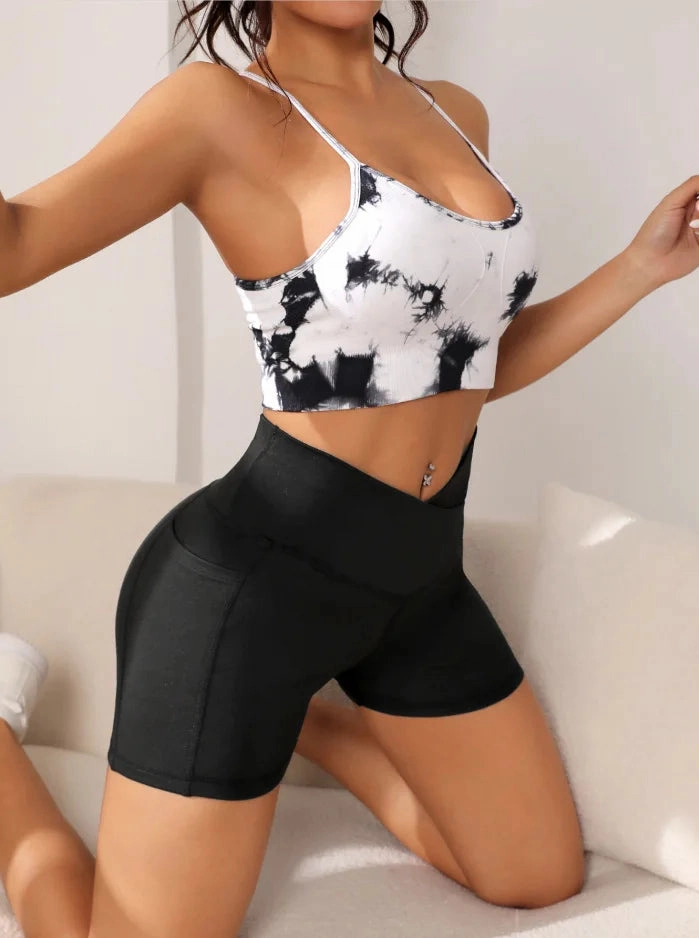Women High Waist Yoga Sport Biker Shorts with Pockets
