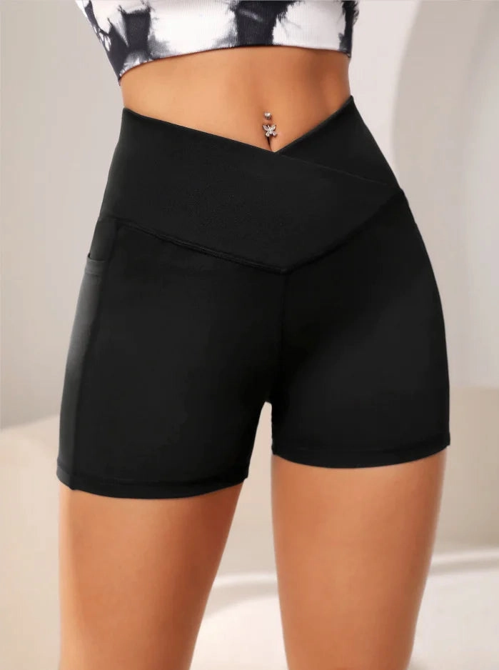 Women High Waist Yoga Sport Biker Shorts with Pockets
