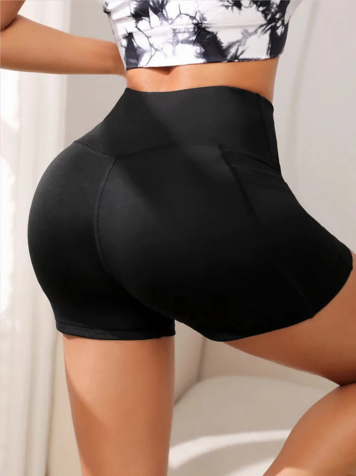Women High Waist Yoga Sport Biker Shorts with Pockets