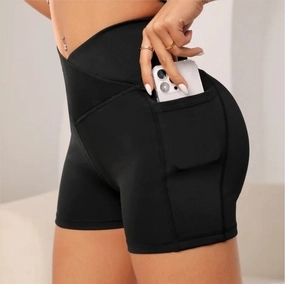 Women High Waist Yoga Sport Biker Shorts with Pockets