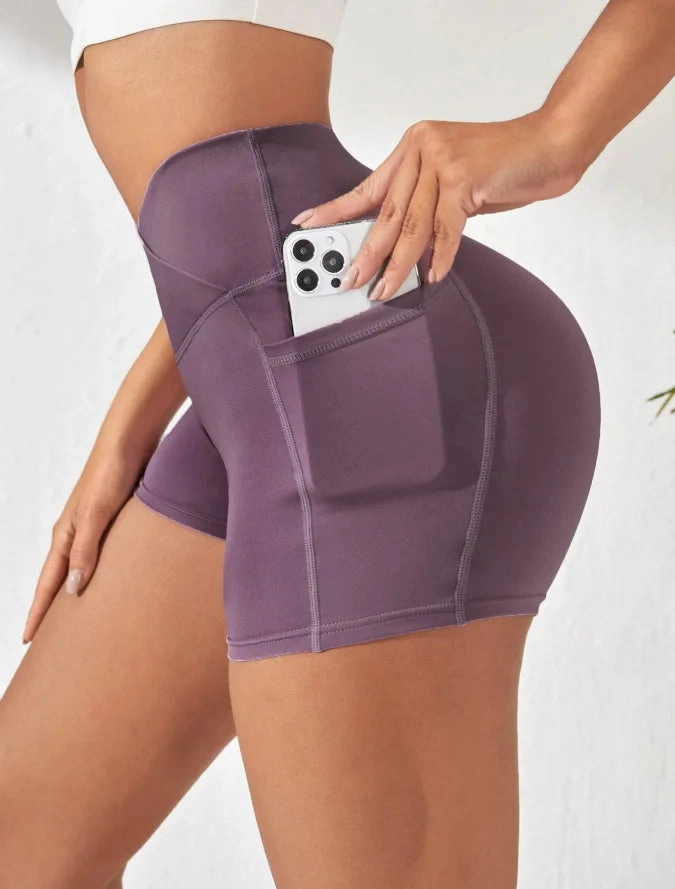 Women High Waist Yoga Sport Biker Shorts with Pockets