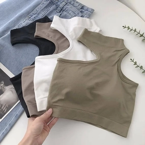 Women Hollow Out Crop Tops Summer Casual Solid Color Street Backless Camisoles Cropped Halter Tops Sexy Sleeveless Blouses
