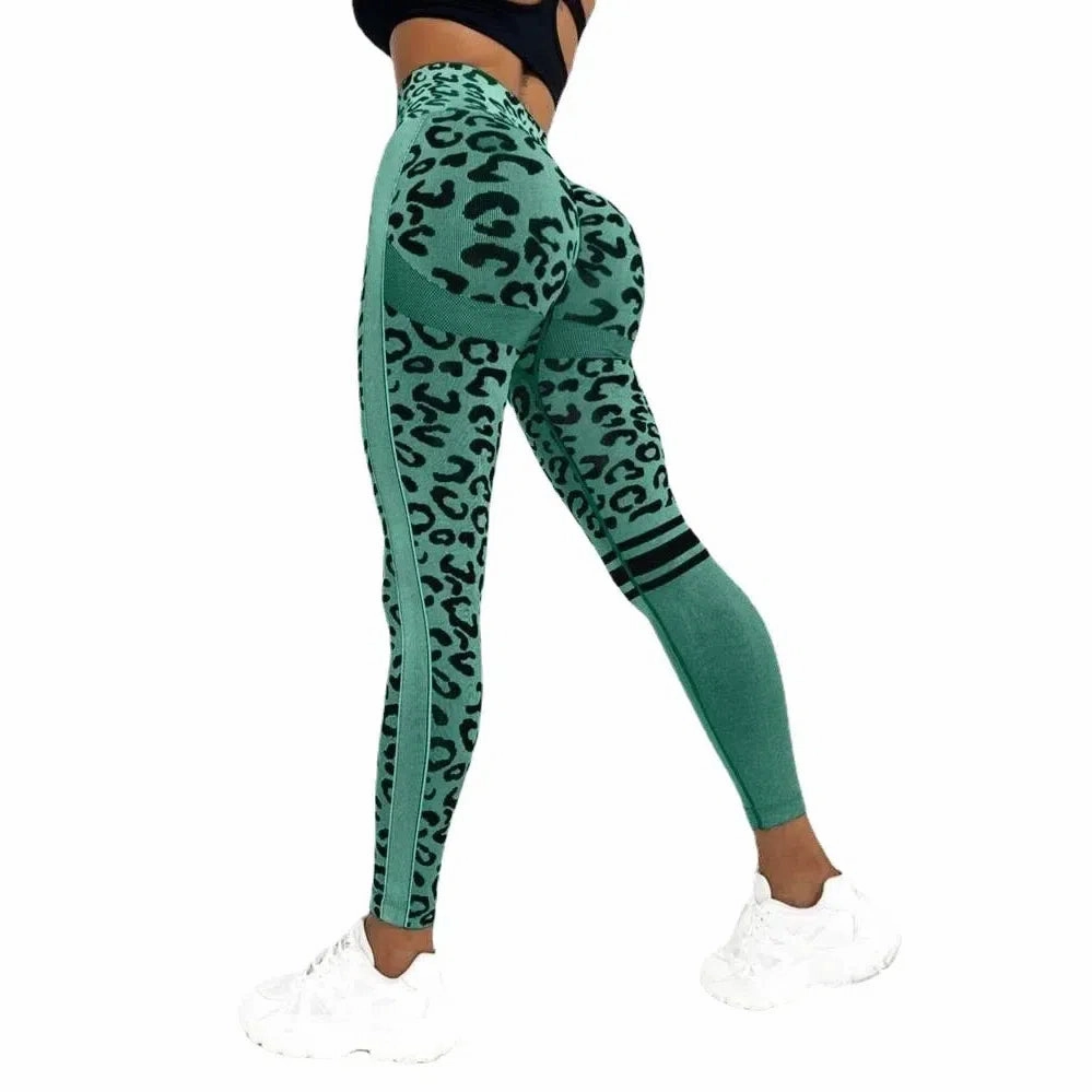 Women Leopard Seamless Yoga Pants High Waist Lifting Hip
