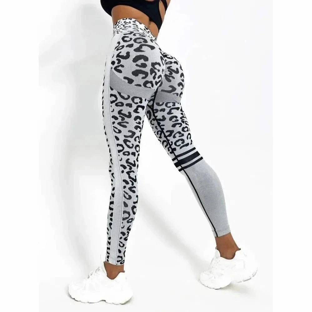 Women Leopard Seamless Yoga Pants High Waist Lifting Hip