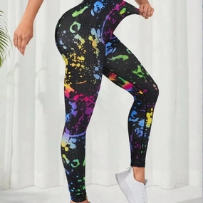 Women New Colorful Graffiti 3D Printing Leggings High Waist Seamless Push Up Yoga Pants