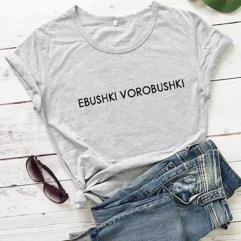 Women Russia Letter Funny Print T-shirt Girl New Arrival Summer Harajuku 90S Tops Tee Female Y2K Lady Black Clothes