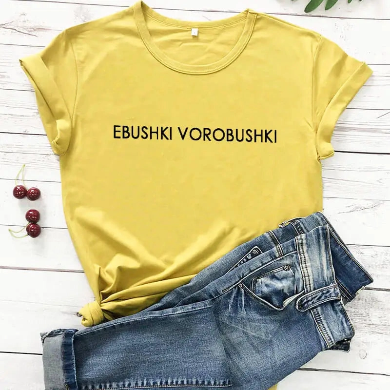 Women Russia Letter Funny Print T-shirt Girl New Arrival Summer Harajuku 90S Tops Tee Female Y2K Lady Black Clothes