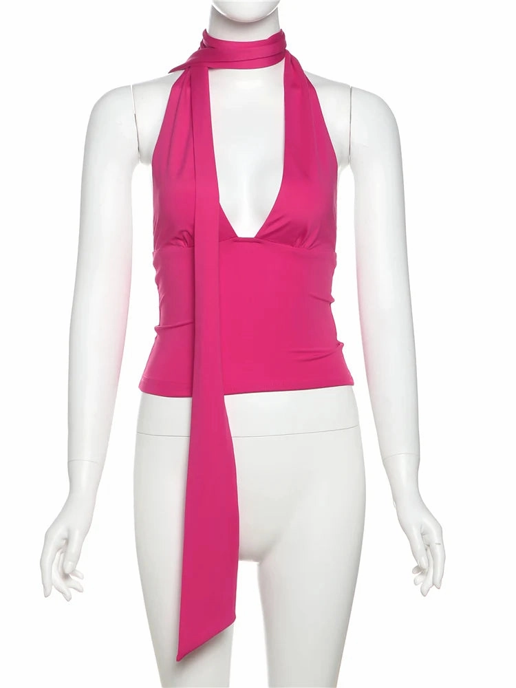 Women??s Backless Tank Top with Irregular Hem Summer Trendy Basic Vest for Casual Streetwear and Party Wear