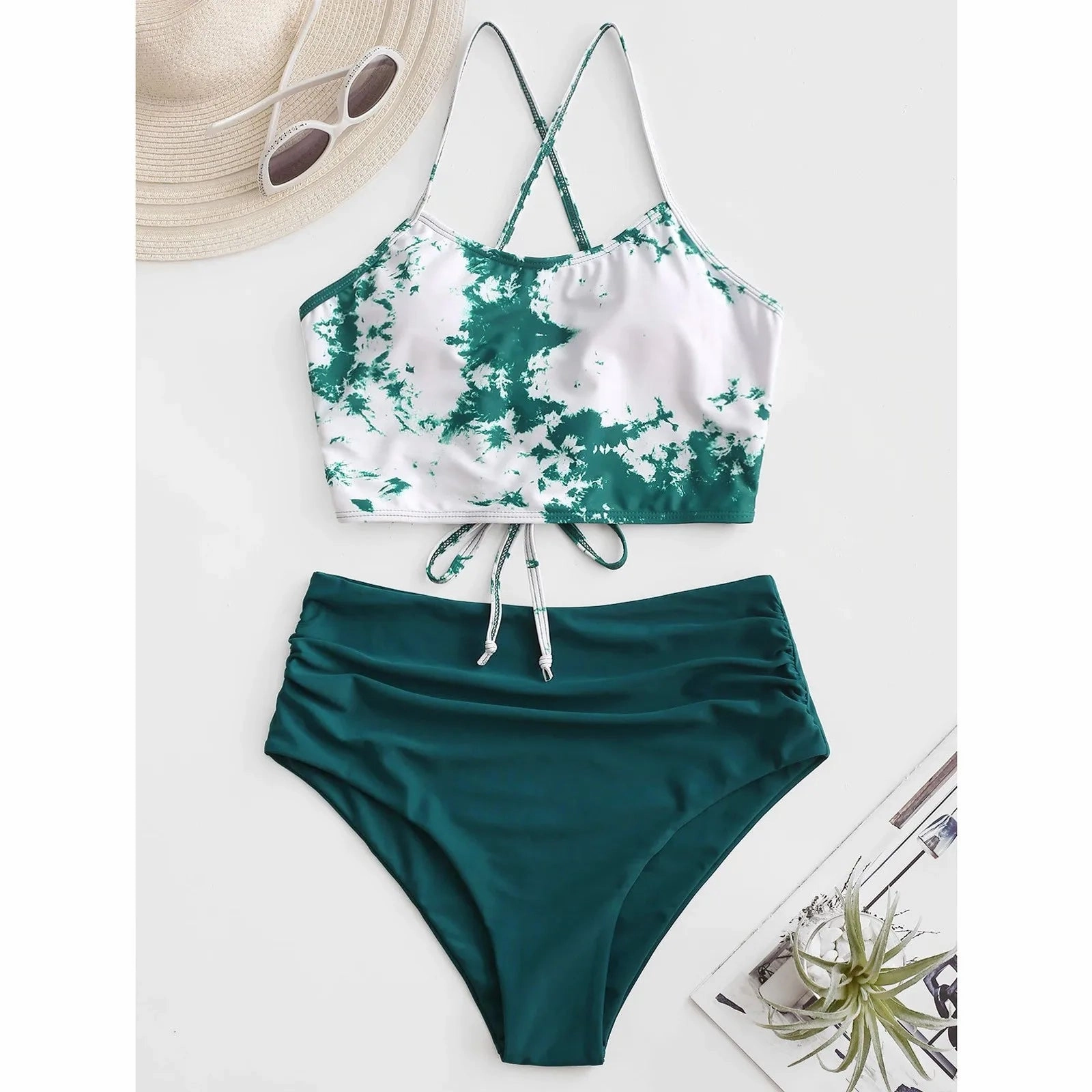 Women's Bikini Swimsuit Sunflower Swimwear Set Ruffle Top