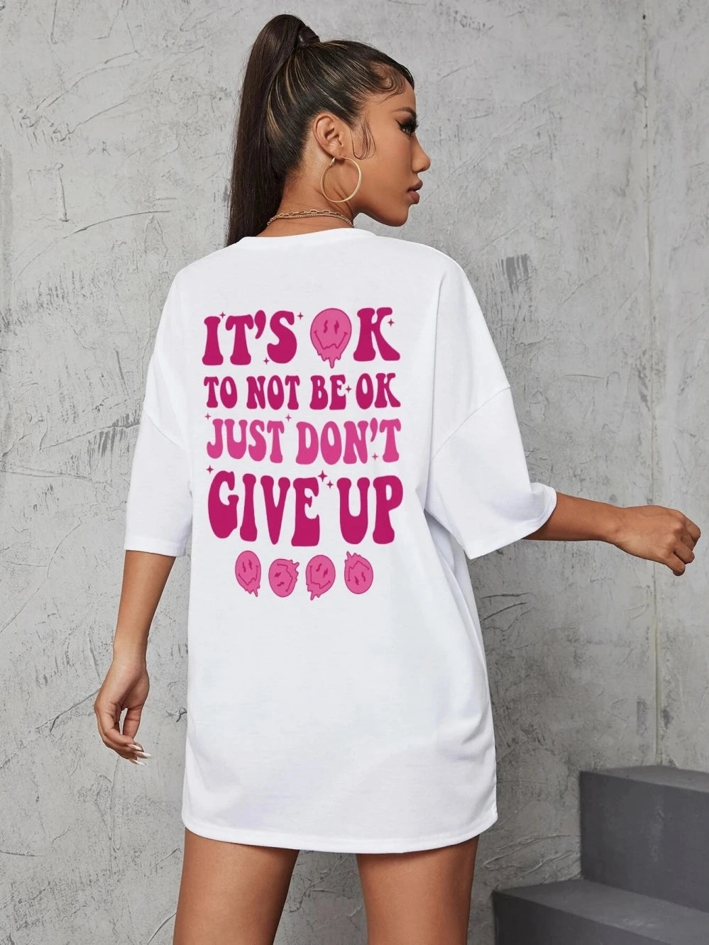 Women??s Casual Breathable T Shirt with Inspirational Quote It??s Ok To Not Be Ok Just Don??t Give Up Summer Basic Top for Daily Wear