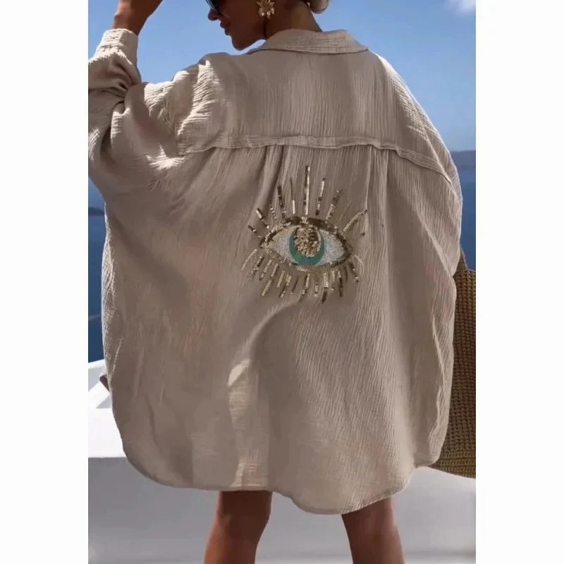 Women's Casual Long Sleeve Cotton Linen Shirt Blouse Spring Summer Fashion Top for Going Out and Daily Wear