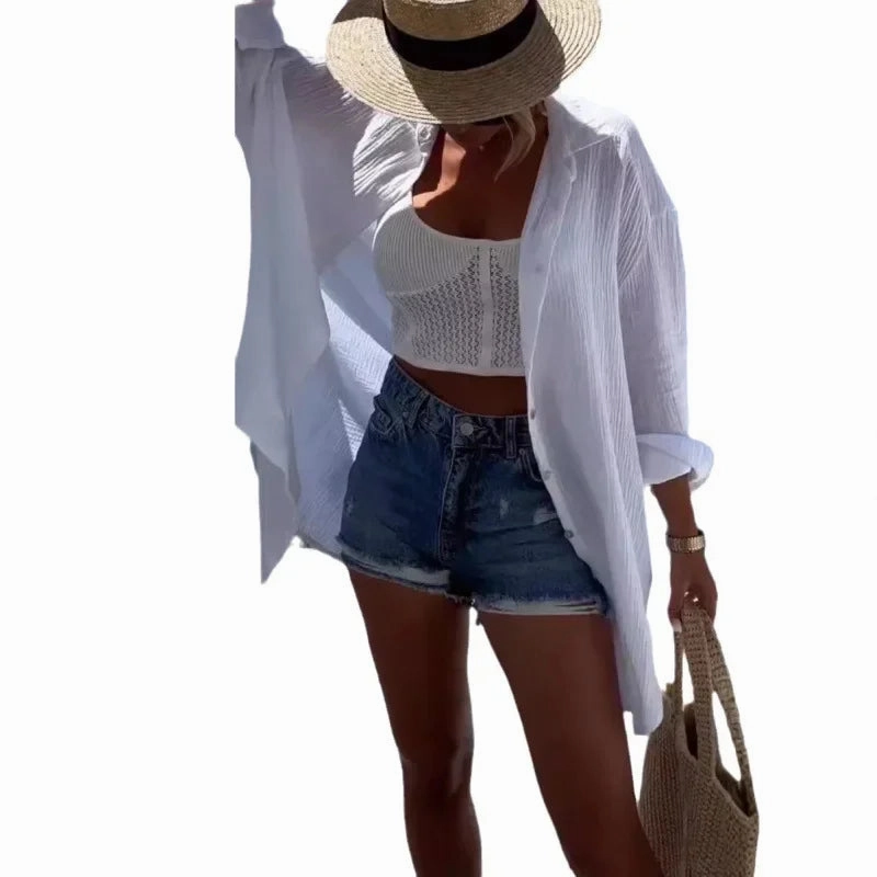 Women's Casual Long Sleeve Cotton Linen Shirt Blouse Spring Summer Fashion Top for Going Out and Daily Wear