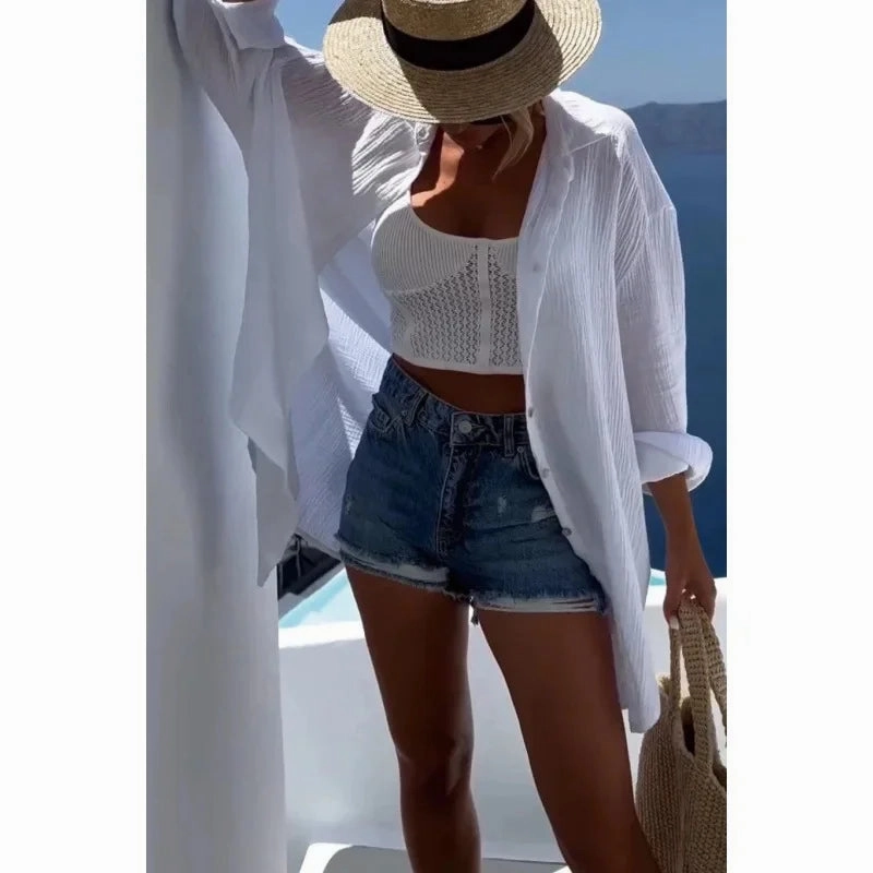 Women's Casual Long Sleeve Cotton Linen Shirt Blouse Spring Summer Fashion Top for Going Out and Daily Wear