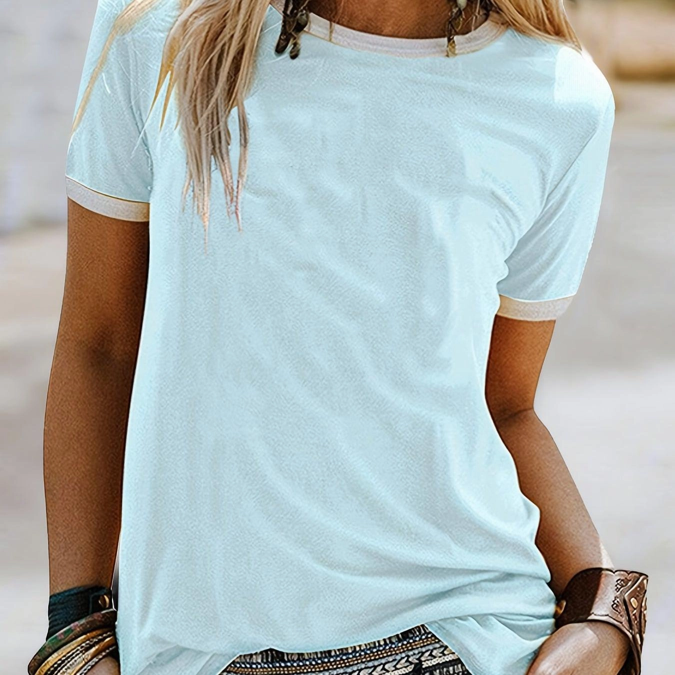 Women's Casual Loose Fit Crew Neck Short Sleeve Summer T-Shirt - Soft Everyday Comfort Top