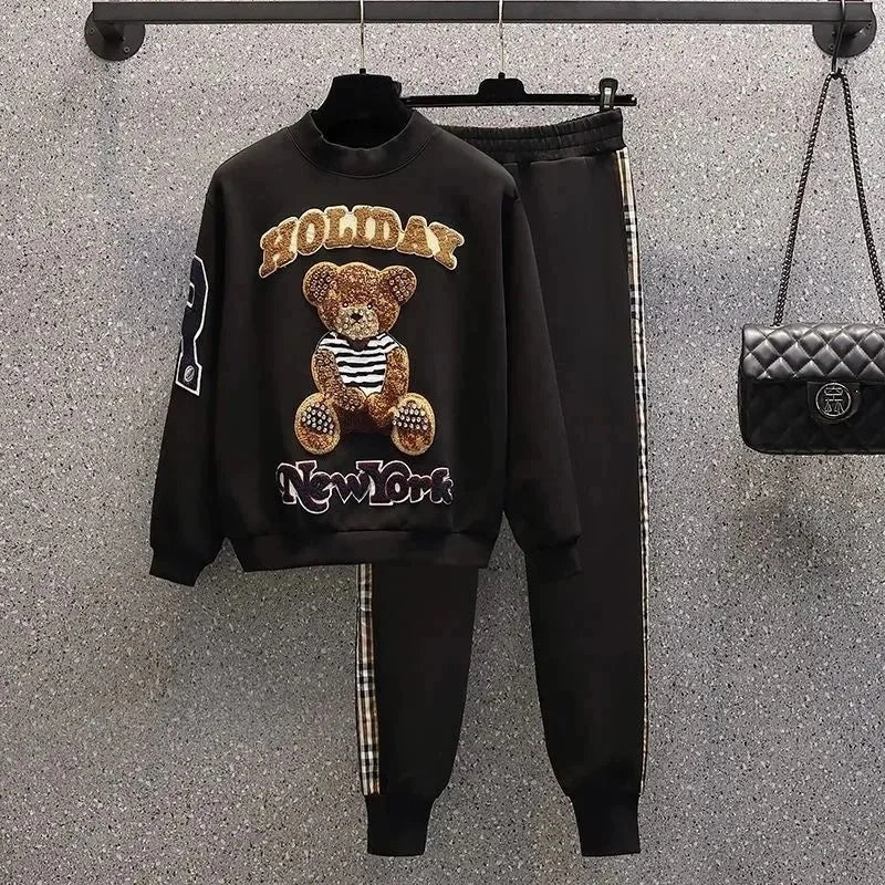 Women's Casual Sweat Suit Spring Autumn Plush Sweater Set