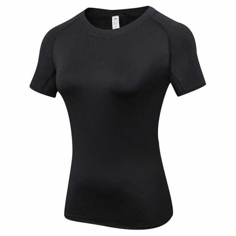 Women's Compression Shirt Short Sleeve Athletic Yoga T-Shirt Quick Dry Stretchy Gym Baselayer for Summer Workout and Running