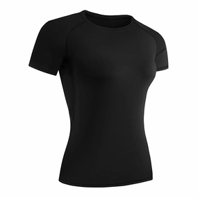 Women's Compression Shirt Short Sleeve Athletic Yoga T-Shirt Quick Dry Stretchy Gym Baselayer for Summer Workout and Running